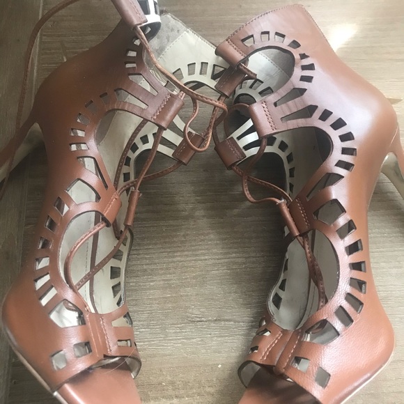 BCBG brown tie up open towed boots - Picture 3 of 4